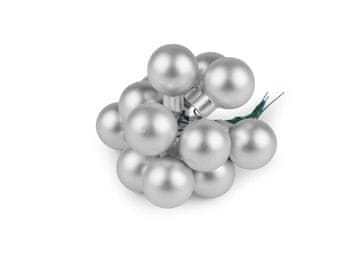 Božična steklena bučka na žici Ø2 cm - mat in sijaj - srebrna mat (12 kosov)