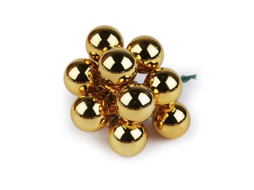 Božična steklena bučka na žici Ø2 cm - mat in sijaj - zlati sijaj (12 kosov)