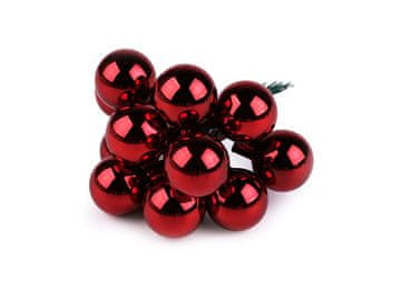 Božična steklena bučka na žici Ø2 cm - mat in sijaj - rdeča temno sijajna (12 kosov)