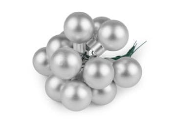 Božična steklena bučka na žici Ø2,5 cm - mat in sijaj - srebrna mat (12 kosov)