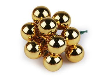 Božična steklena bučka na žici Ø2,5 cm - mat in sijaj - zlati sijaj (12 kosov)