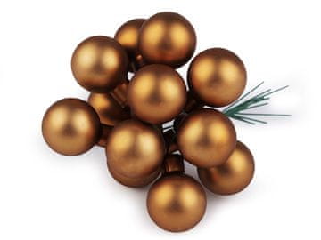 Božična steklena bučka na žici Ø2,5 cm - mat in sijaj - temno zlata mat (12 kosov)