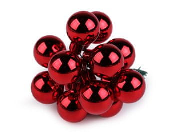 Božična steklena bučka na žici Ø2,5 cm - mat in sijaj - rdeči sijaj (12 kosov)