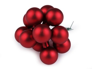 Božična steklena bučka na žici Ø2,5 cm - mat in sijaj - rdeča mat (12 kosov)