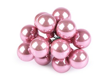 Božična steklena bučka na žici Ø2,5 cm - mat in sijaj - praškast sijaj (12 kosov)