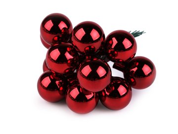 Božična steklena bučka na žici Ø2,5 cm - mat in sijaj - rdeča temno sijajna (12 kosov)