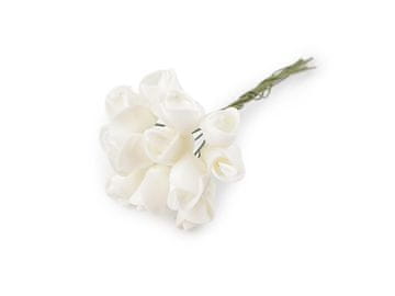 Umetne penaste mini vrtnice na žici za ustvarjanje dišav - kremna najlažja.