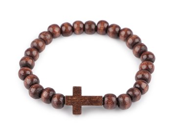 Lesena zapestnica unisex križ - rjava