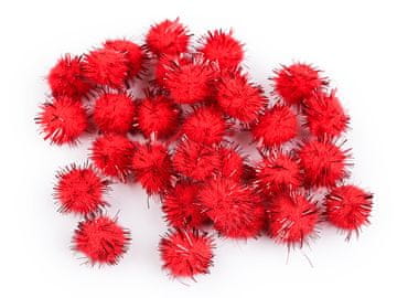 Pom-poms z lureksom Ø15 mm - Božična rdeča