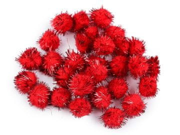 Pom-poms z lureksom Ø20 mm - rdeča