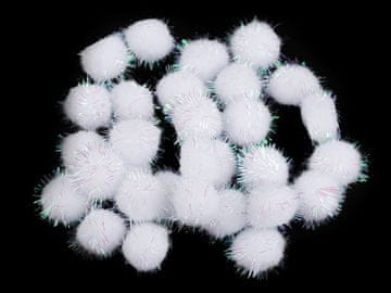 Pom-poms z lureksom Ø20 mm - bela