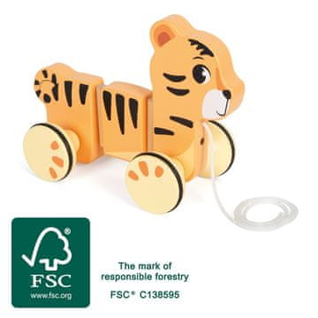 Small foot majhna noga Lesena igrača za vlečenje Tiger