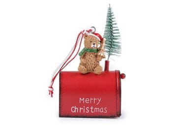 Božični kovinski poštni nabiralnik za obešanje - rdeč