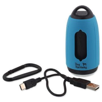 Dog Fantasy USB svetilka z vrečkami za iztrebke modra