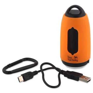 Svetilka Dog Fantasy USB z vrečkami za iztrebke oranžna