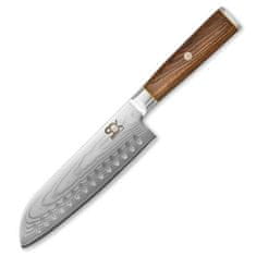 Kuhinjski nož Santoku SOK 185 mm Cocobolo White Damascus