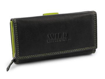 Ženska usnjena denarnica 9,5x17 cm - črno-zelena