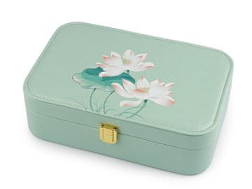 Škatlica za nakit vodna lilija 14,5x22x7 cm - zelena pastelna barva sv.