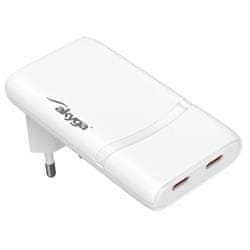 Akyga Polnilec USB AK-CH-32 2x USB-C PD 5-20V / max. 3,25A 65W Quick Charge 4+ GaN