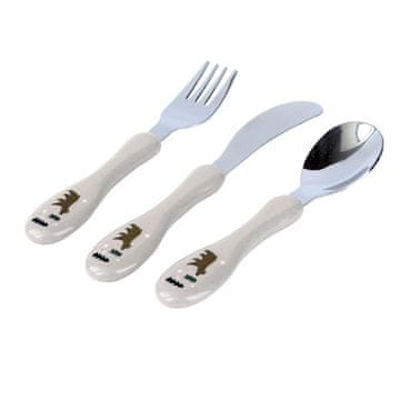 KOMPLET OTROŠKEGA JEDILNEGA PRIBORA 3 KOSI Z MOTIVOM MEDVEDA