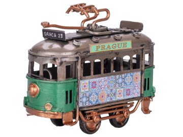 Tramvaj zelena 9 cm s kovinskim Praga prosti tek