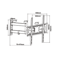 slomart Stenski nosilec za TV Cabletech UPA36-463, 37-70", črn