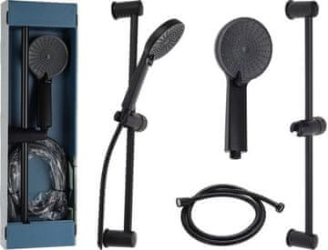 EXCELLENT Tuš glava in cev KO-CF6000130 Tuš glava in cev z držalom 3 funkcije mat črna