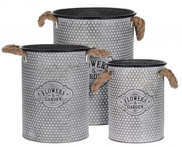ProGarden Lonec za rože KO-FZ3000640 dekorativni komplet 3 kosi 31/28/24 cm