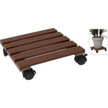 ProGarden Stojalo za cvetlične lončke KO-X64000070 s kolesi 29X29 cm rjave barve