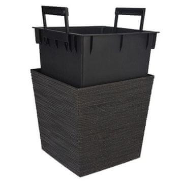 ProGarden Lonec za rože KO-Y89300420 s pokrovom kvadratni 24 cm črne barve