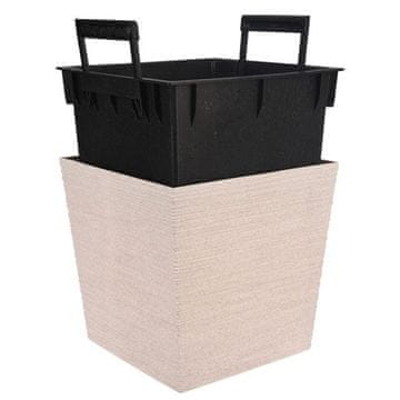 ProGarden Lonec za rože KO-Y89300410 s pokrovom kvadratni 24 cm bel