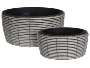 ProGarden Lonec za rože KO-VN8000140 pletena pletenica z vstavkom, komplet 2 kosov, siva