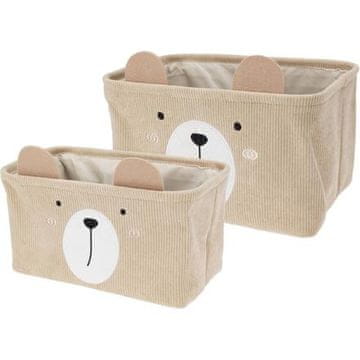 HOMESTYLING Koš za perilo KO-HZ1993160bezo Otroška košara za shranjevanje perila in igrač, komplet 2 kosov v obliki kocke, bež