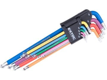 Fortum L-ključi 8819416 L-ključi TORX podaljšani barvni, komplet 9 kosov, s kroglico, T10-50, S2