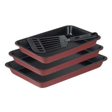 Bergner Pekač z nelepljivo površino BG-37248-RD in zajemalka MAROON komplet 3 kosov