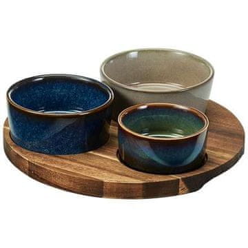 EXCELLENT Servirne sklede KO-278001190 na akacijevem pladnju, komplet 4 kosov