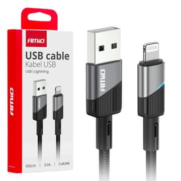 AMIO USB-A - LIGHTNING IPHONE 3A polnilni kabel 100 cm FullLINK AMIO-03925