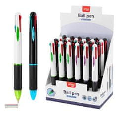 EASY 4COLOURS Štiribarvno pisalo, štiri barve polnila, 0,7 mm, 24 kosov v pakiranju, črno-belo