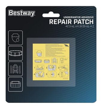 Bestway Vodoodporen komplet za popravilo (10 kosov), 6,5x6,5 cm