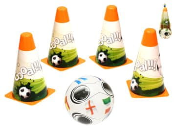 Nogometni stožci 18 cm 4 kosi z žogo 12 cm