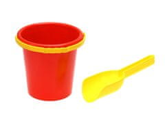 14 cm vedro za pesek in zajemalka - mešanica barv (rdeča, modra, zelena)