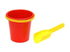 14 cm vedro za pesek in zajemalka - mešanica barv (rdeča, modra, zelena)