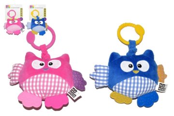 Wiky Sova vibrira nad otroško posteljico - plišasta ropotuljica 21cm