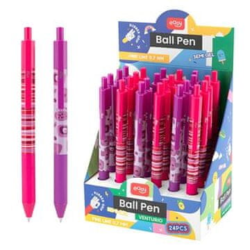 EASY Kids VENTURIO Kroglično pero, modra polželezna kartuša, 0,7 mm, 24 kosov v pakiranju, roza-vijolična