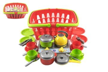Teddies Košara 35x17 cm s kompletom posode in kuhalnikom