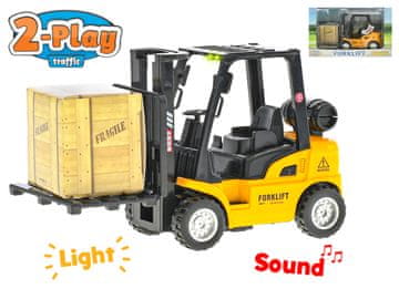 Basic 2-Play Prometni viličar 14 cm Kovinski vzvratni viličar na baterije s svetlobo in zvokom