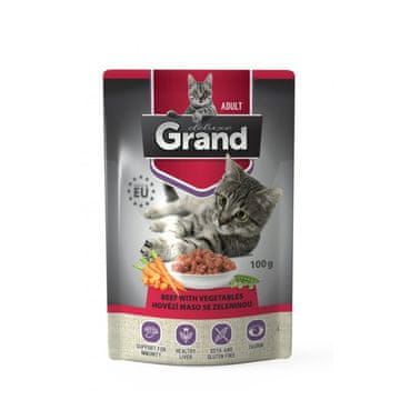 GRAND Kapsule . deluxe cat govedina z zeljem 100g
