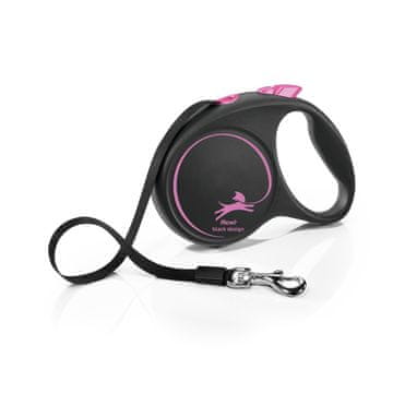 Flex Flexi Leash Black Design L pas 5m črno-rožnate barve