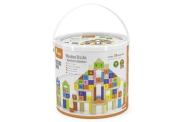 Viga Toys Leseni bloki črke in številke 100pcs