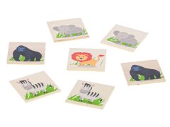 Big Tree pexeso lesene živali 12x12x3 cm 20 kosov v leseni škatli v foliji